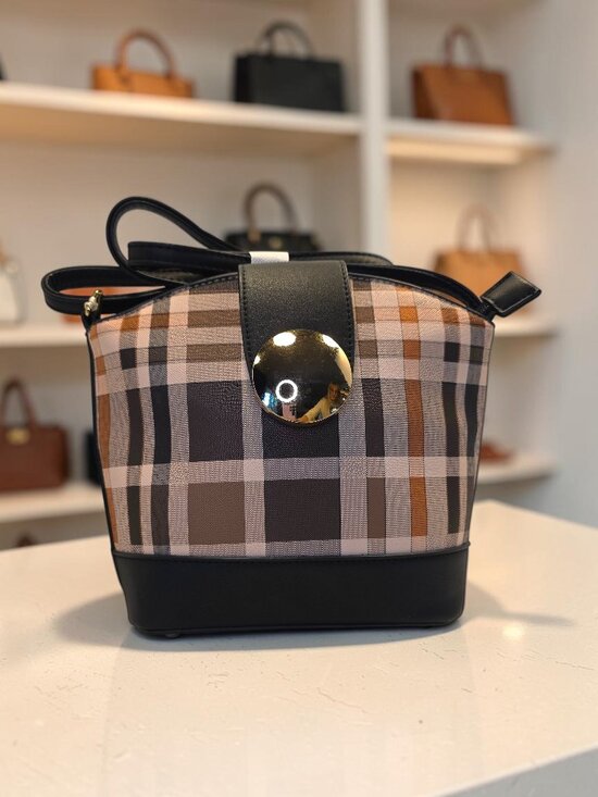 Elaine Turner Handbags - Elaine Turner Designs Modern Check Plaid Crossbody Bag NWT